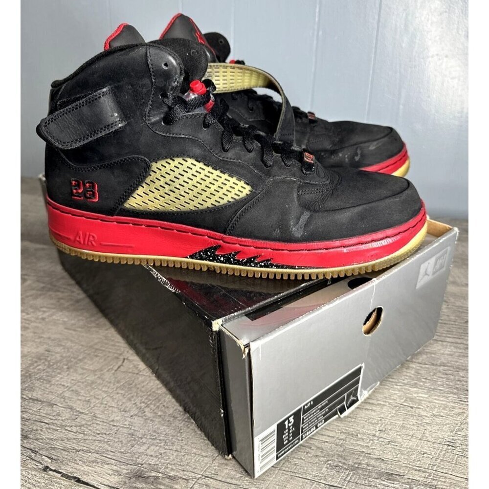 Jordan Fusion 5 Shoes Mens 13 Varsity Red Black Athletic Sneakers with Box